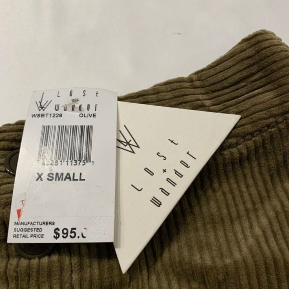 Lost + Wander XS Alicia Corduroy Mini Skirt Button Front Cotton Pockets In Olive - Picture 5 of 9